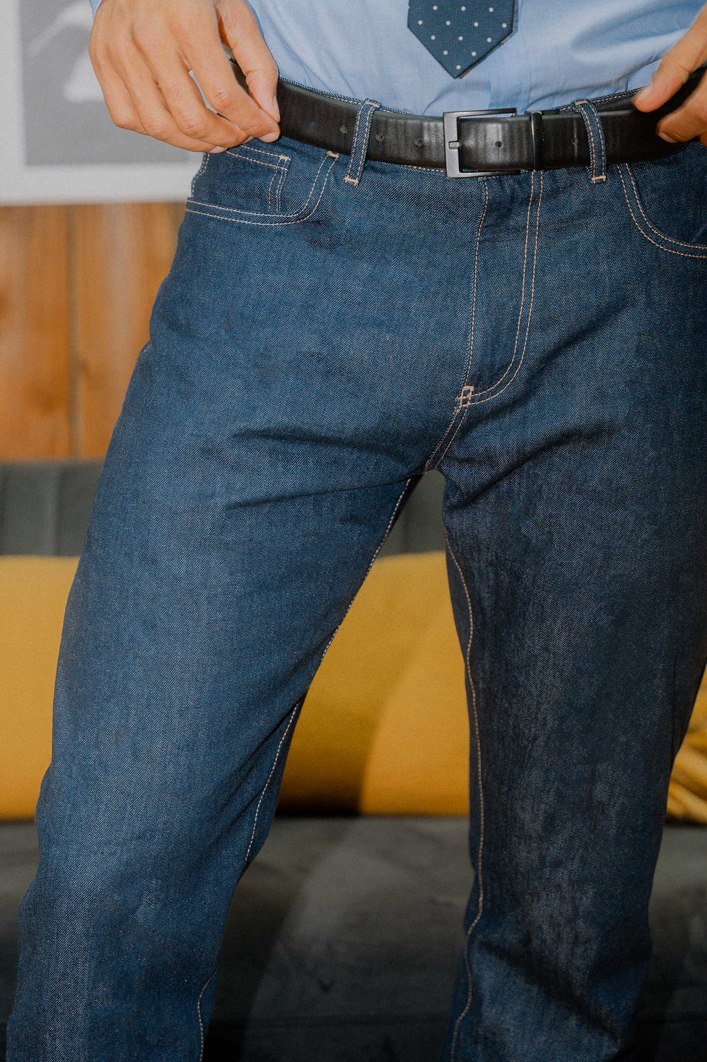 Pantalon Denim Brut Regular "STRIDE" Indigo
